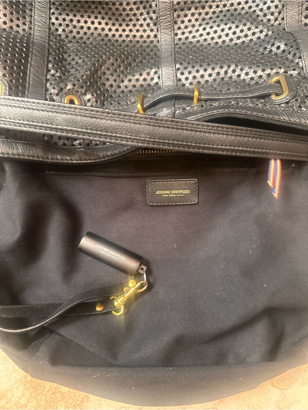 Jerome Dreyfuss Tanguy Black Perforated Leather Shoulder Crossbody Bag - Picture 13 of 15